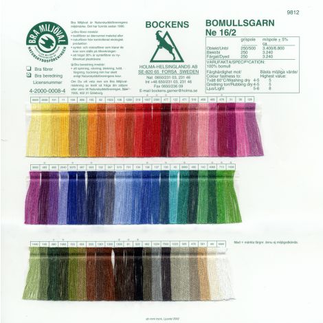 Color card - Cotton Bomullsgarn 16/2 - Bockens